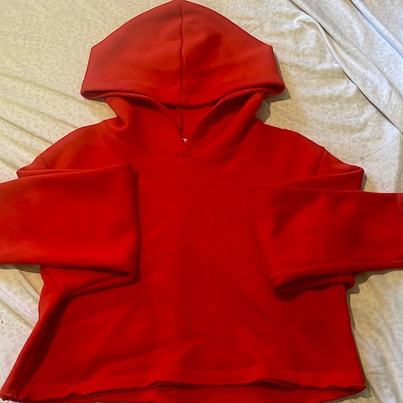 ZARA Red crop hoodie Womens M - Picture 1 of 3